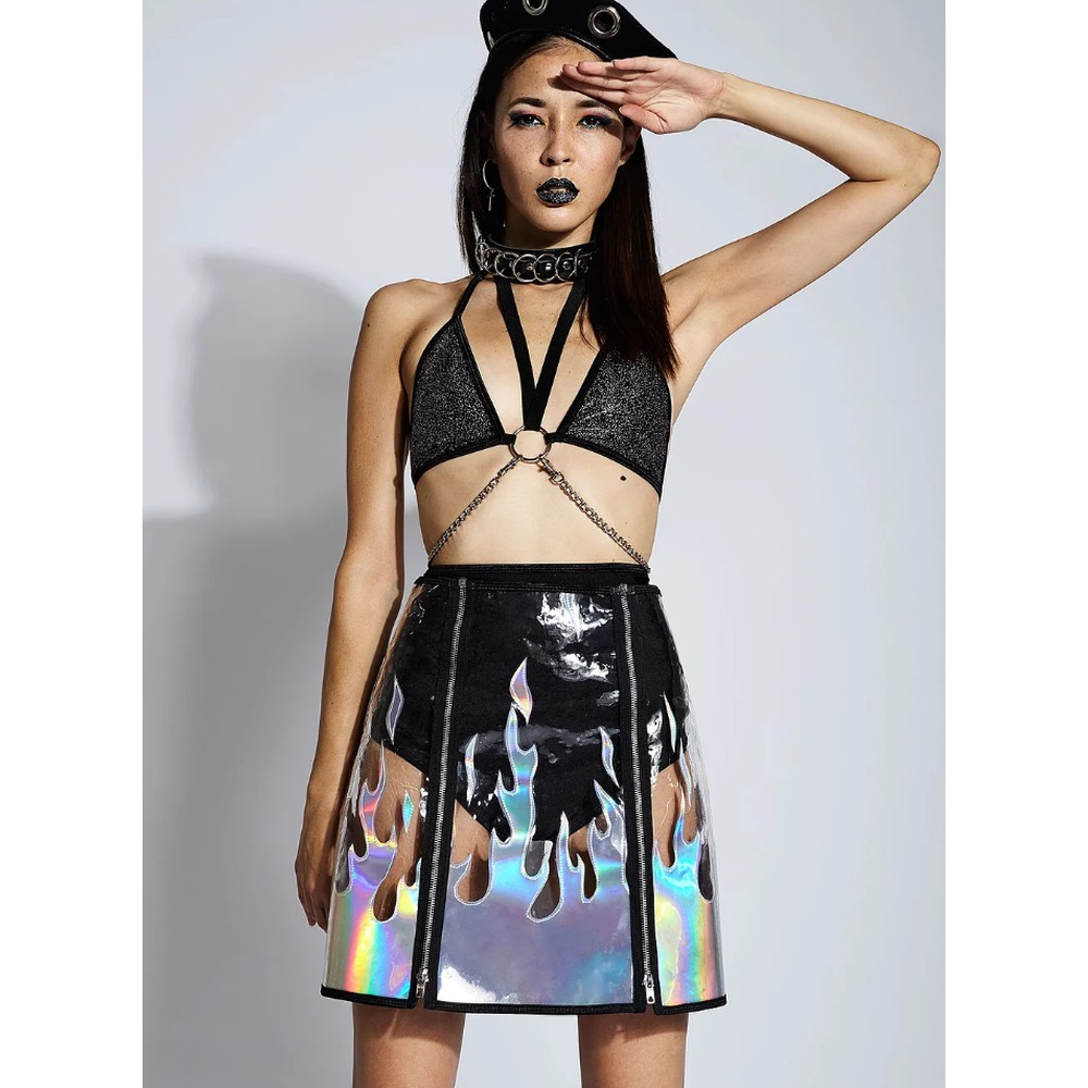 Dark holographic skirt hotsell